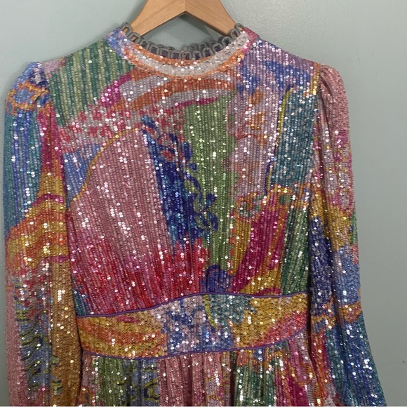 CeliaB Popa Mini Dress Sequin Rainbow Long Sleeve Medium - Picture 5 of 12